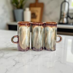 Caffe D'Vita Stoneware Drip Glaze Espresso/Cappuccino Mugs (3)